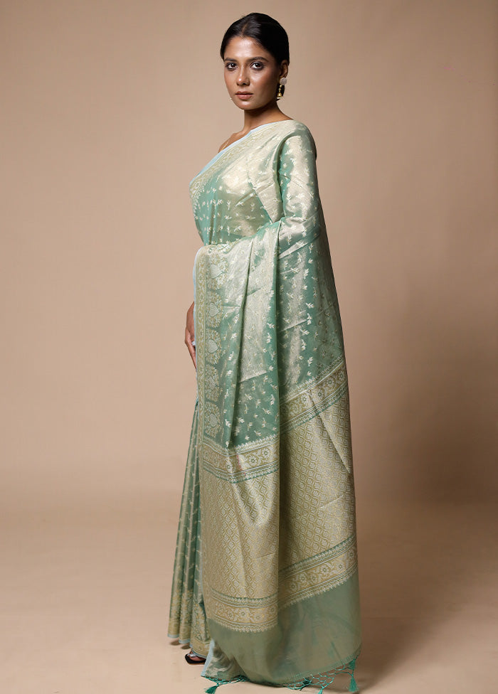 Green Tissue Silk Saree With Blouse Piece