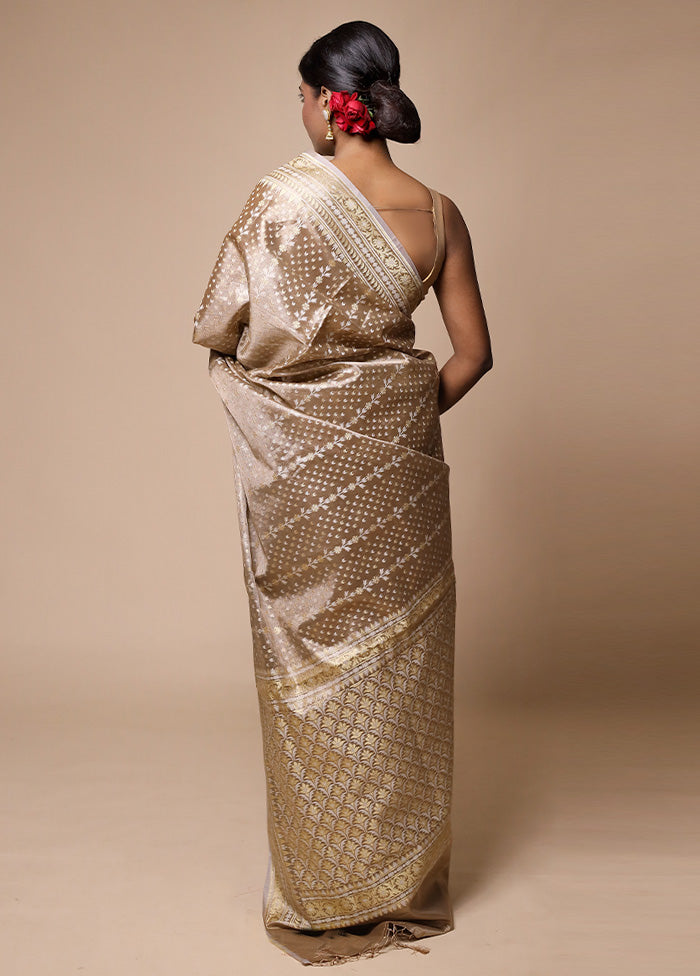 Cream Tissue Silk Saree With Blouse Piece