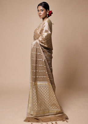 Cream Tissue Silk Saree With Blouse Piece