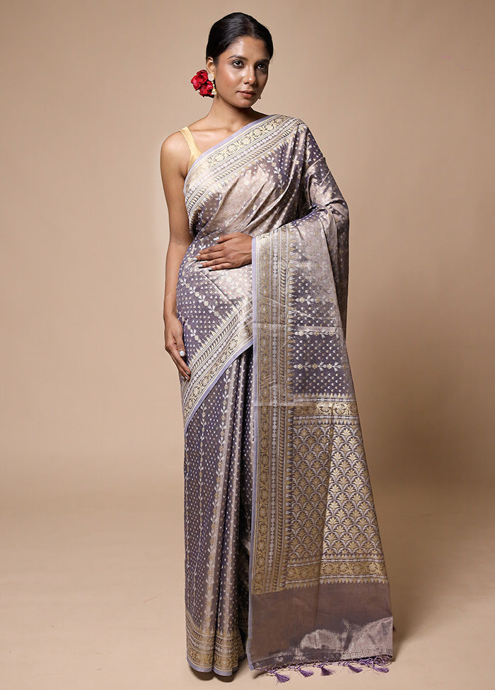 Lavender Tissue Silk Saree With Blouse Piece