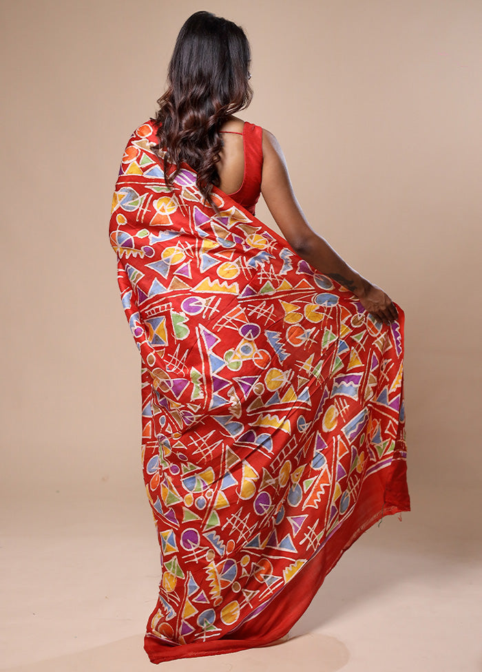 Cream Printed Pure Silk Saree Without Blouse Piece