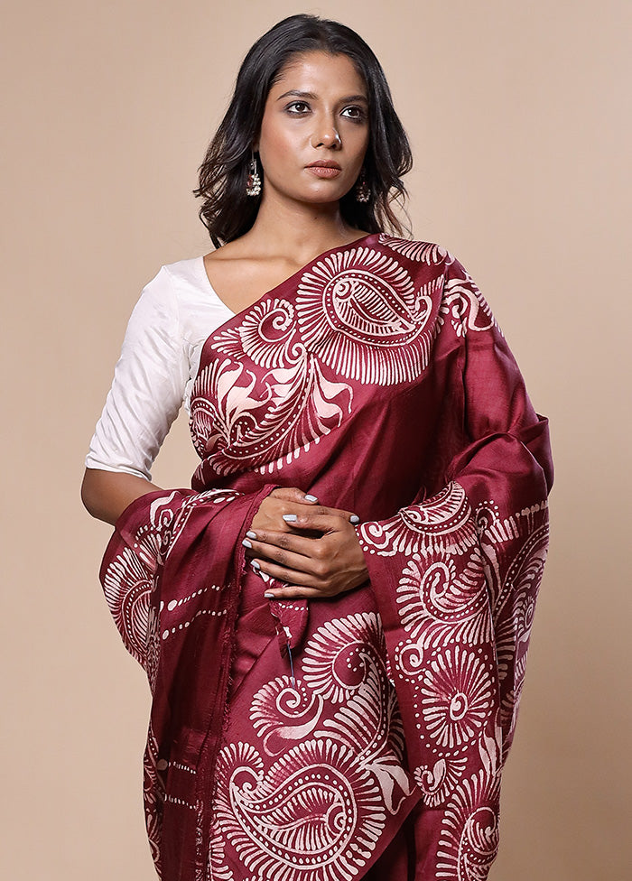 Pink Printed Pure Silk Saree Without Blouse Piece