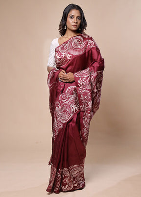 Pink Printed Pure Silk Saree Without Blouse Piece