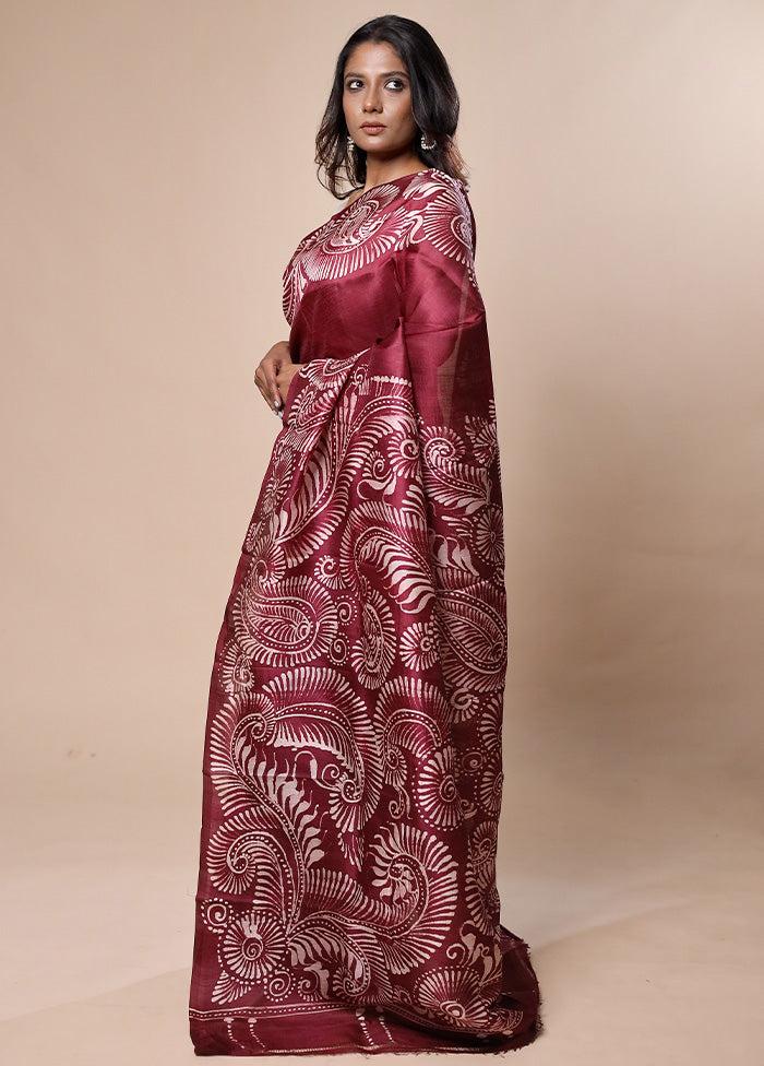 Pink Printed Pure Silk Saree Without Blouse Piece