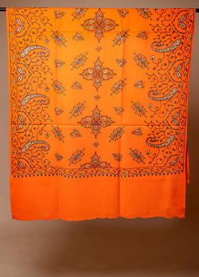 Orange Woven Work Shawl