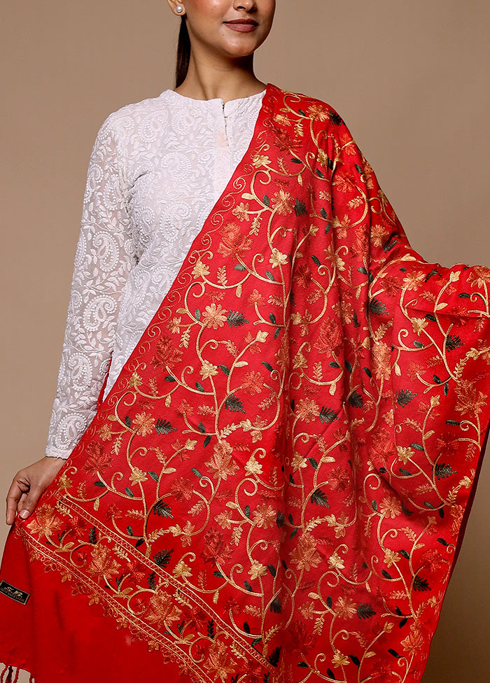 Red Woven Work Shawl