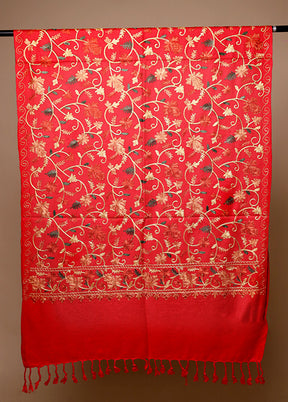 Red Woven Work Shawl