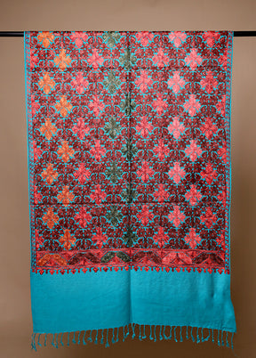 Blue Woven Work Shawl