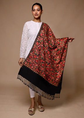 Black Woven Work Shawl