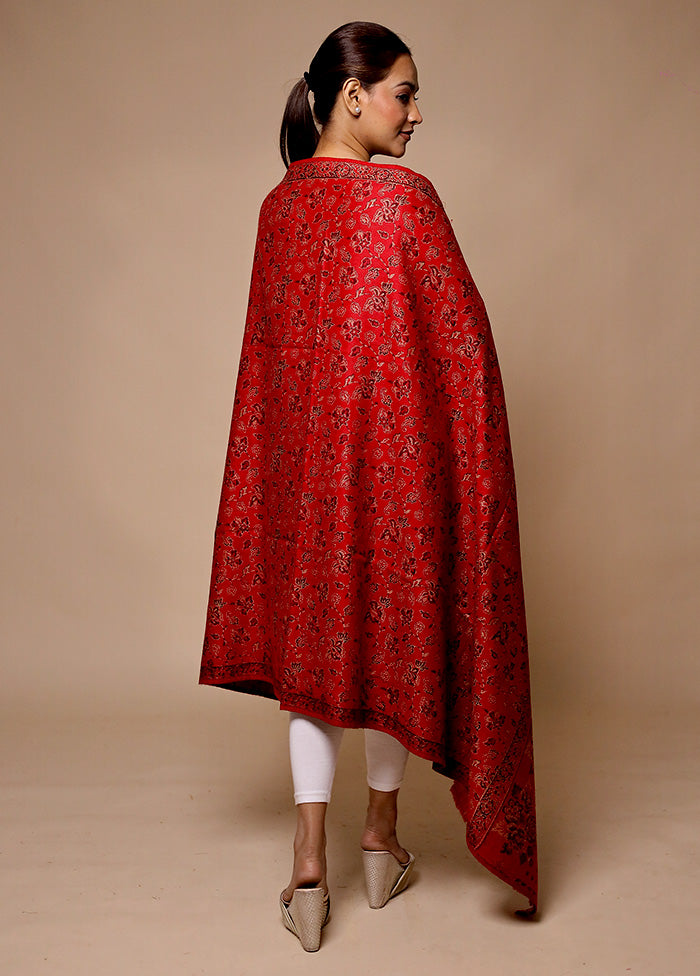 Red Woven Work Shawl