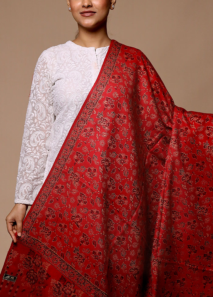 Red Woven Work Shawl