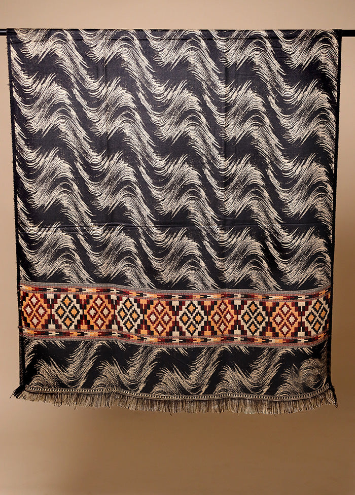 Black Woven Work Shawl