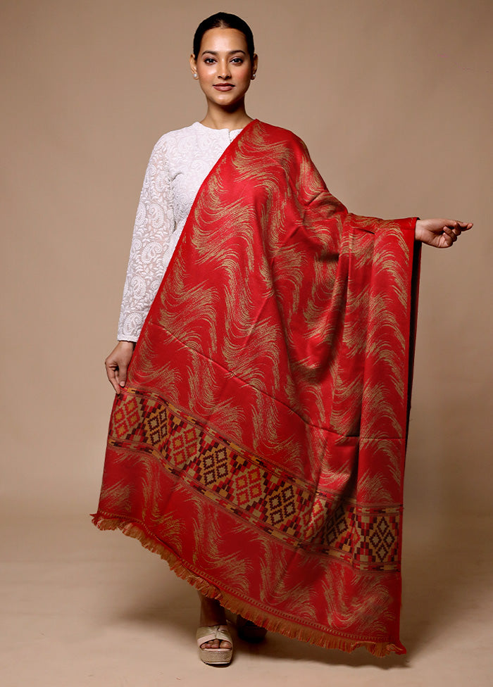 Red Woven Work Shawl