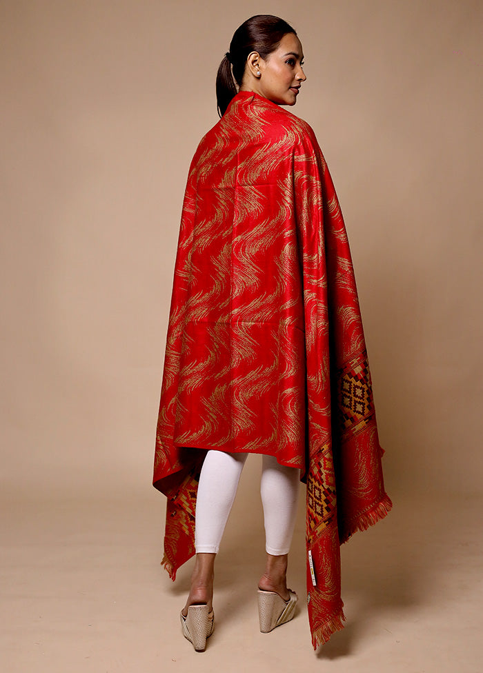 Red Woven Work Shawl