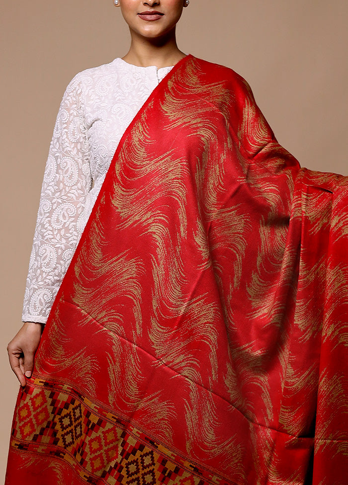 Red Woven Work Shawl