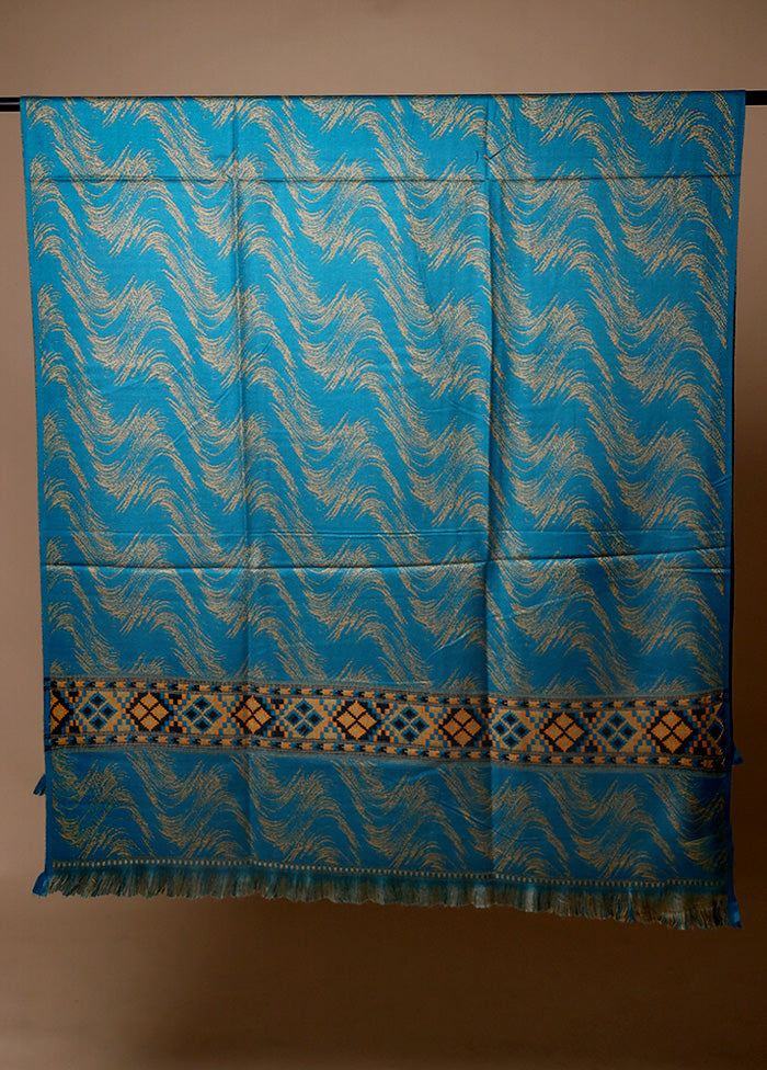 Blue Woven Work Shawl