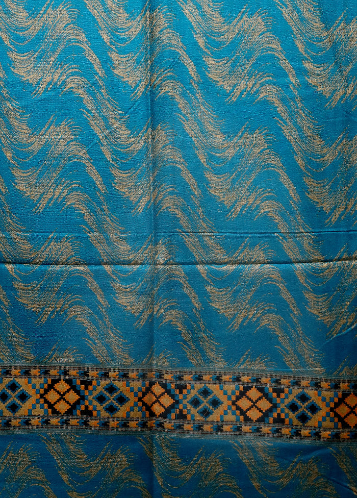 Blue Woven Work Shawl