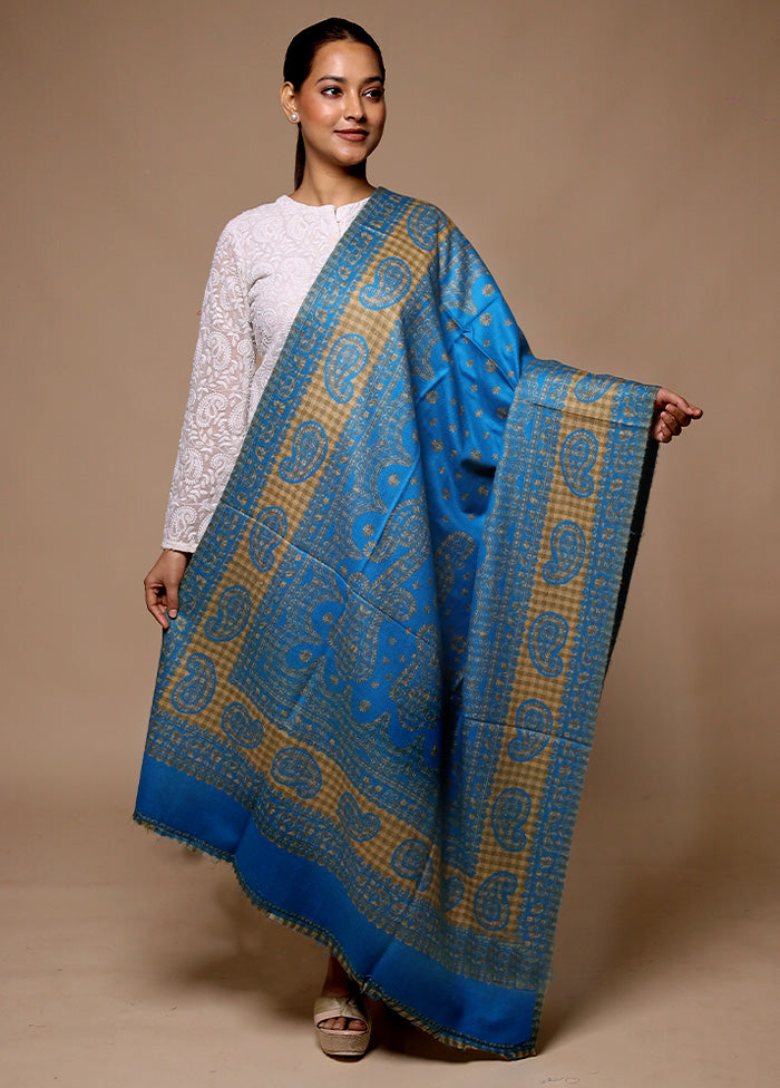 Blue Woven Work Shawl