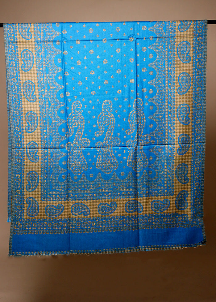 Blue Woven Work Shawl