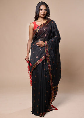 Black Assam Silk Saree With Blouse Piece