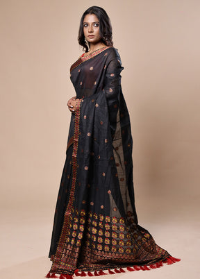 Black Assam Silk Saree With Blouse Piece