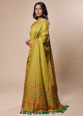 Green Assam Silk Saree With Blouse Piece