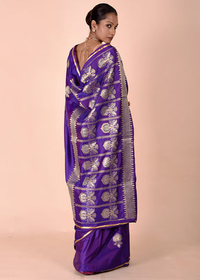 Purple Katan Silk Saree With Blouse Piece