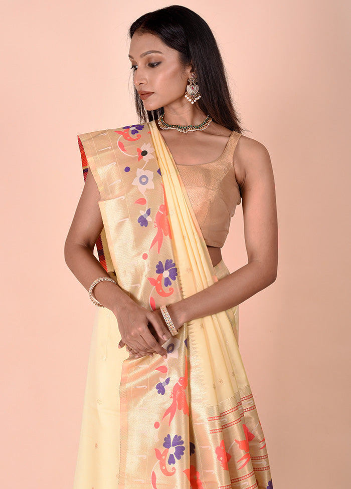 Yellow Katan Silk Saree With Blouse Piece