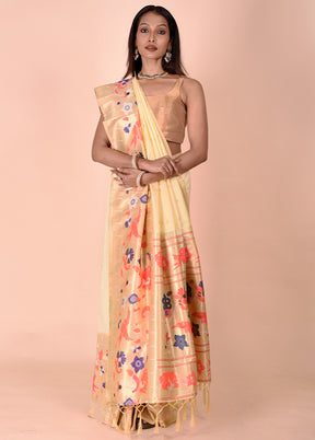 Yellow Katan Silk Saree With Blouse Piece