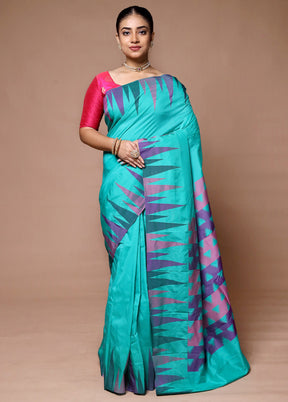 Blue Kanjivaram Silk Saree With Blouse Piece