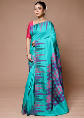 Blue Kanjivaram Silk Saree With Blouse Piece