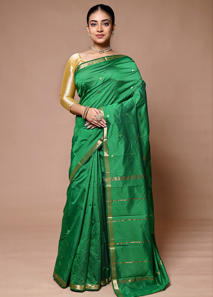 Green Kanjivaram Silk Saree With Blouse Piece