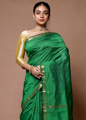 Green Kanjivaram Silk Saree With Blouse Piece