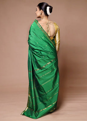 Green Kanjivaram Silk Saree With Blouse Piece