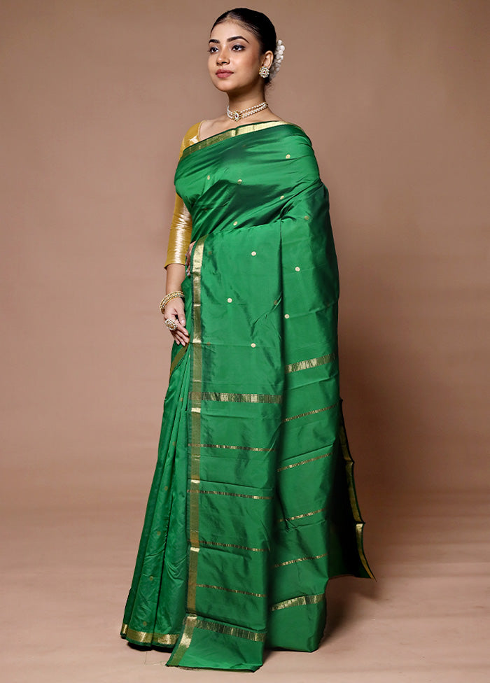 Green Kanjivaram Silk Saree With Blouse Piece