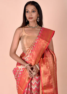 Red Dupion Silk Saree With Blouse Piece