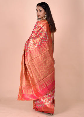 Red Dupion Silk Saree With Blouse Piece