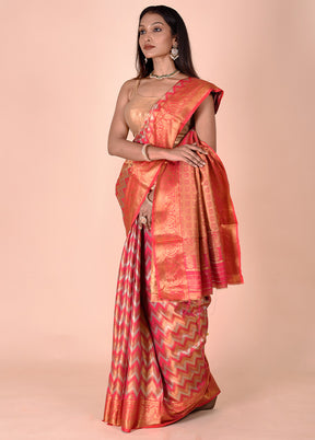 Red Dupion Silk Saree With Blouse Piece