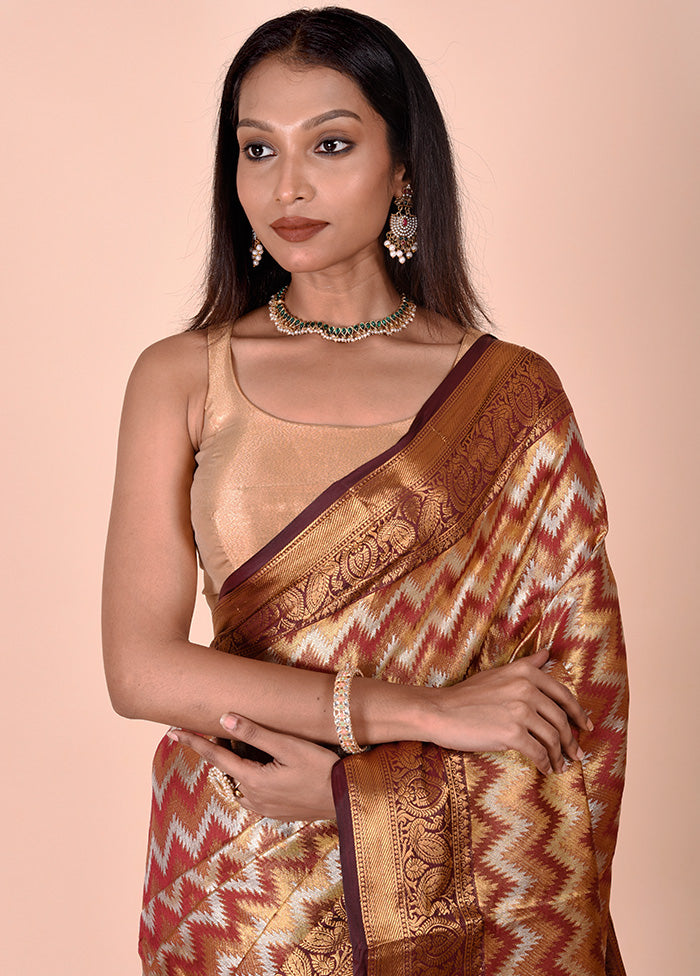 Multicolor Dupion Silk Saree With Blouse Piece