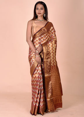 Multicolor Dupion Silk Saree With Blouse Piece