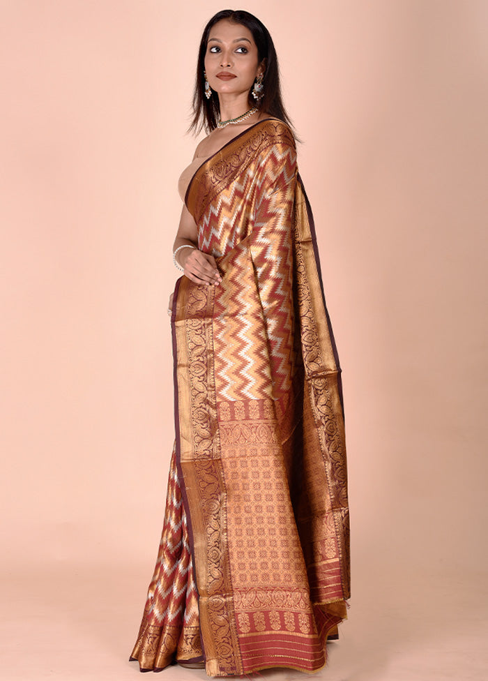 Multicolor Dupion Silk Saree With Blouse Piece