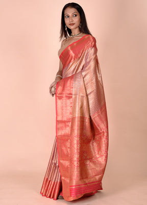 Pink Dupion Silk Saree With Blouse Piece