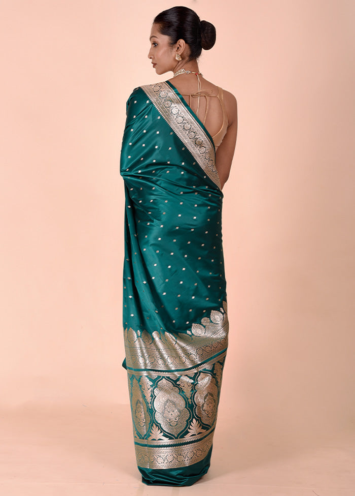 Green Banarasi Silk Saree With Blouse Piece