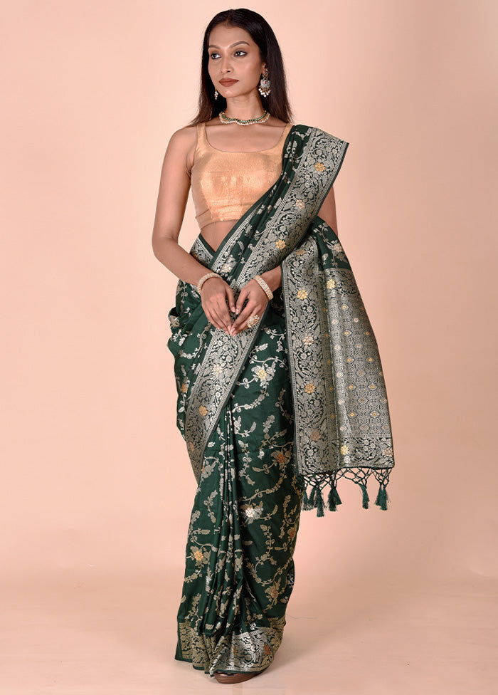 Green Dupion Silk Saree With Blouse Piece