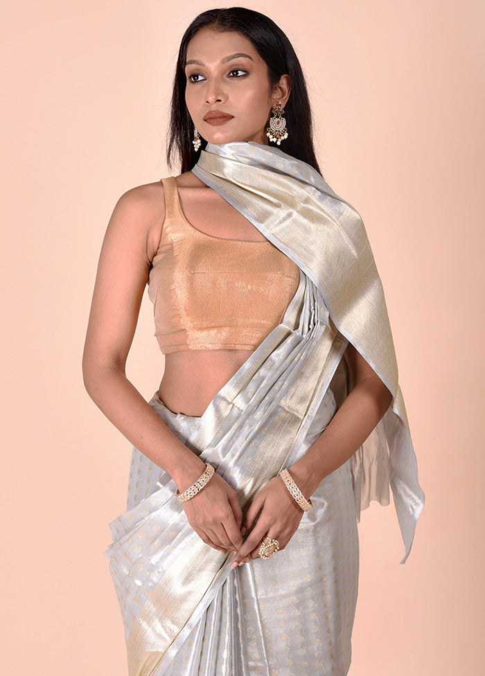 Grey Tissue Silk Saree With Blouse Piece