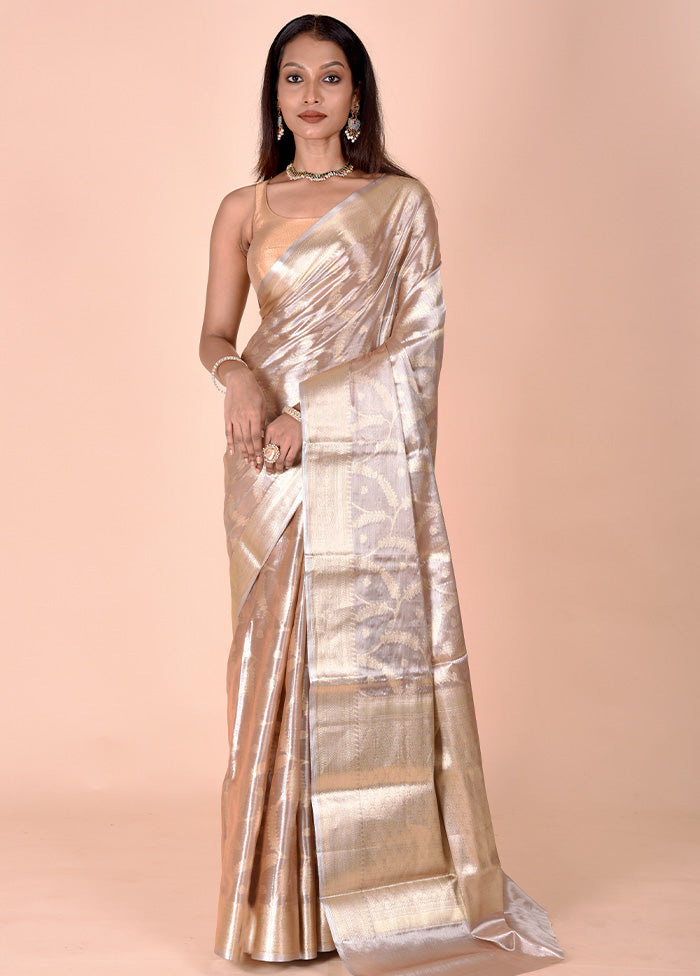 Cream Tissue Silk Saree With Blouse Piece