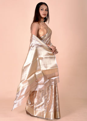 Cream Tissue Silk Saree With Blouse Piece