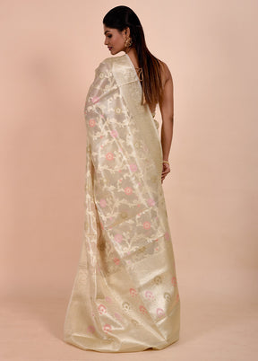 Cream Tissue Silk Saree With Blouse Piece