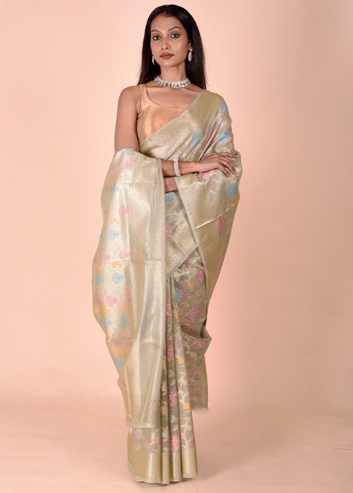 Green Tissue Silk Saree With Blouse Piece