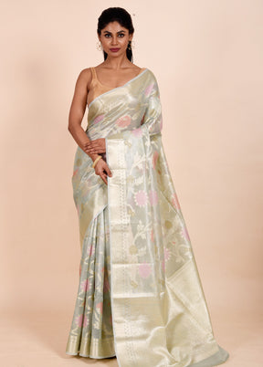 Green Tissue Silk Saree With Blouse Piece